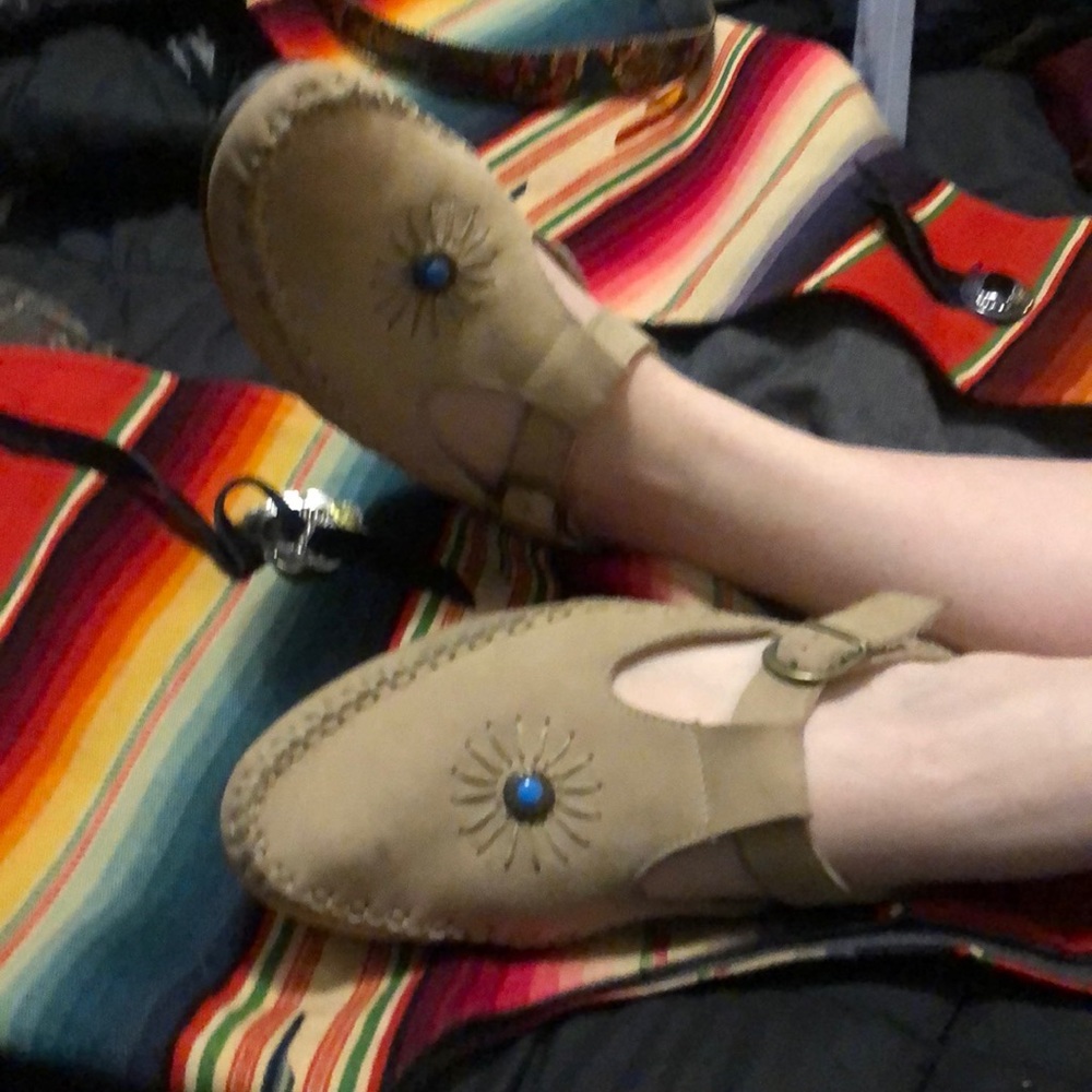 Boho Vintage moccasins hand stitched